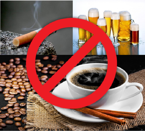 Hạn chế sử dụng các chất kích thích: rượu, bia, thuốc lá, cà phê…